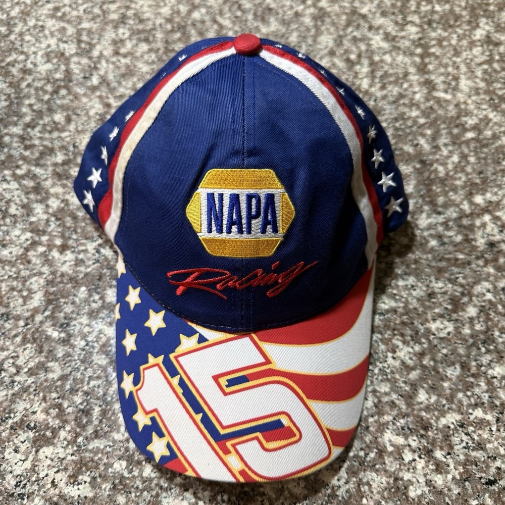 VTG NAPA Racing Hat #15 Michael Waltrip Patriotic Stars & Stripes NASCAR Cap